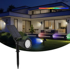 Solar Spot Lights Outdoor, 2-in-1 Wall Mount & Ground Stake 18 LEDs with 2 Lighting Modes, 7 Colors Changing, IP65 Waterproof Solar Landscape Lights for Garden, Pathway, Yard, Patio (1 Pack)