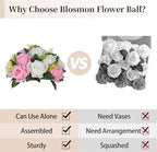Artificial Flowers: Pink and White Silk Rose Ball Centerpieces