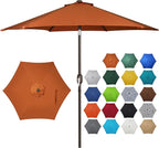 Blissun 7.5 ft Patio Umbrella, Yard Umbrella, Outdoor Market Umbrella with Push Button Tilt Crank, Rust