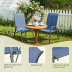 MAMIZO Patio Dining Chairs, Stackable All Weather Teslin Chair, Heavy Duty Outdoor Breathable Chairs Set, w/Armrests, Upgraded Chair FeetW/Strenthened Iron Spacers, 330 LBS (8, Navy Blue)