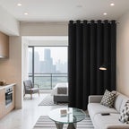 Joydeco Blackout Patio Sliding Door Curtains 108 Inches Long, Grommet Privacy Room Divider Curtains, Extra Wide Thermal Blackout Drapes for Bedroom Living Room (Black, 70Wx108L, 1 Panel)
