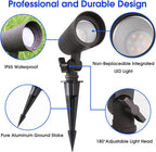 3CCT LED Landscape Lights with Connectors, 12V Low Voltage, 3000K/4000K/5000K Selectable, 3W, 200LM, Outdoor Waterproof Garden Pathway Lights Wall Tree Flag Spotlights with Spike Stand, 8 Pack