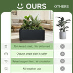 Steel Planter Box-36"x15"x15"-Large Rectangular Planters for Outdoor Plants, Black Matel Planter Box Raised Support Feet for Patio, Deck, Garden, Yard, Drain Holes, Easy Assembly