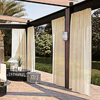 SpaceDresser Waterproof Outdoor Sheer Curtains for Patio - 2 Panels Rod Pocket Indoor Voile Sheer Curtain for Living Room,52W x 84L inch, Beige