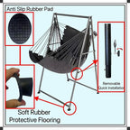 Hammock Chair Stand with X-Large Swing Chair with Footrest，Anti-Tip Thickened Weather-Resistant Iron Pipe Swing Frame, 450Lbs Stand Capacity Quick Assembly for Indoor Outdoor (Dark Grey)
