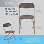 Flash Furniture Hercules Series Plastic Folding Chair Brown - 10 Pack 650LB Weight Capacity Comfortable Event Chair-Lightweight Folding Chair