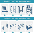 Ciokea 3 Pcs Outdoor Bar Height Table Set, 60" Extra Long Rectangle High Top Table and 2 Oversized Adirondack Chairs, Heavy-Duty All-Weather HDPE Patio Bar Set for Backyard Balcony Deck, Navy Blue