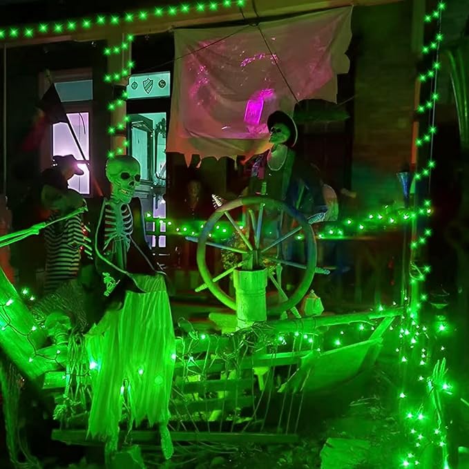 String Lights 200 LED 66ft Green Outdoor Waterproof Halloween
