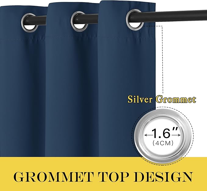 NICETOWN Moroccan Blue Blackout Curtains 84 inch Length, Grommet Top Room Darkening Drapes for Bedroom Living Room, Light Blocking Window Covering for Privacy (W66 x L84 Inch, 1 Panel)
