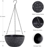 8 inch Small Hanging Planters for Indoor Outdoor Plants, 2 Pack Hanging Flower Plant Pots with Drainage Holes and Chain for Porch, Plastic Hanging Baskets for House Plants, Speckled Black