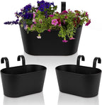 KIBAGA Beautiful Hanging Flower Pots for Outside Railing Or Fence - Stylish Set of 3 Outdoor Planters for Any Balcony, Porch or Deck - Window Planter Boxes are Perfect for Your Flowers