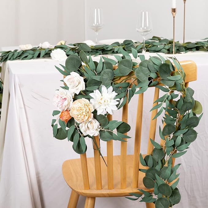 Artificial Greenery Eucalyptus Garland, 5 Pack, 6.56 Ft Each, Green