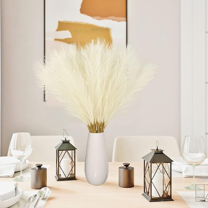 Artificial Pampas Grass Greenery Stems, 50 Pack, 21.6 Inch, Beige