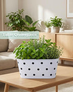 Railing planter box - 3 Pack Metal Hanging Flower Pots with Detachable Hooks & Drainage Holes, Window Oval Bucket Fence Hanging Planters for Outdoor Plants Garden Balcony Home Decor, White with Spot
