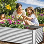 2 Pack Tall 8x3FT Corrugated Galvanized Steel Raised Garden Bed Outdoor, Metal Above Ground Garden Bed for Vegetables and Flowers, Rectangle Raised Beds for Gardening