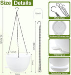 WOUSIWER Self Watering Hanging Planters, 2 Pack 12'' Plastic Pots with Drainage Holes & Reservoir Tray (White) | Indoor & Outdoor Use for Ferns, Ivy, Herbs, Succulents