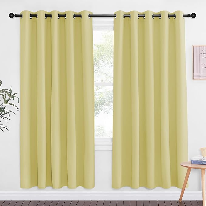 Paler Yellow Blackout Curtains – 66 Inch x 72 Inche, 1 Panel