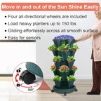 DUNCHATY Stackable Planter, Vertical Garden Planter with Wheels and Tools, Strawberry Indoor/Outdoor 5 Tier Tower Herb for Growing Vegetables Succulents, Dark Green, 2 Pack