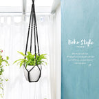 Mkono 43 Inch Macrame Plant Hanger Large for up to 12 Inch Pot Extra Long Hanging Plant Holder No Tassels Hanging Planter Basket with Wood Beads for Indoor Outdoor Boho Home Decor, Black