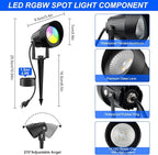 RGB Color Changing Spotlights Outdoor, LED Landscape Lighting with Remote/APP Control, Music Sync & Timing Mode, IP65 Waterproof Outdoor for Yard Garden Pathway Christmas Halloween, 4 Pack