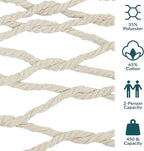 Sunnydaze Cotton Rope Hammock for Outside - 450-Pound Capacity Indoor or Outdoor Hammock with Spreader Bars - Natural