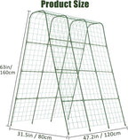 Miory Cucumber Trellis for Raised Beds, 48 x 63 Inch Metal U-Frame Garden Trellis for Climbing Plants Outdoor with Climbing Net, Plant Support for Cucumber Tomato Bean Pea