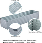2 Pack 12x2x1FT Galvanized Raised Garden Bed Kit, Outdoor Metal Planter Box for Vegetables, Bottomless Rectangular Gardening Bed with Support Rods, Tool-Free Assembly, Gray