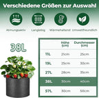 T4U Fabric Plant Grow Bags with Handle 10 Gallon Pack of 5, Heavy Duty Nonwoven Smart Garden Pot Thickened Aeration Nursery Container Black for Outdoor Potato, Tomato, Chili, Carrot and Vegetables