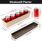 GREANER Indoor Windowsill Planter Boxes, 6 Pack 16 x3.8 Inch Rectangle Succulent Cactus Window Box with Tray, Modern Plastic Plant Pots for Porch, Patio, Garden Balcony, Home Office Outdoor Decoration