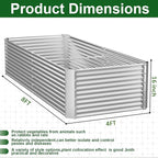 2 Pack Tall 8x4FT Corrugated Galvanized Steel Raised Garden Bed Outdoor, Metal Above Ground Garden Bed for Vegetables and Flowers, Rectangle Raised Beds for Gardening