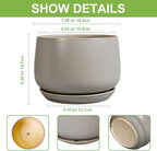 G EPGardening Ceramic Pots for Plants 7 Inch - Large Ceramic Planters for Indoor Plants Outdoor Modern Flower Pot with Drainage Holes and Saucer for Office Garden Patio Grey