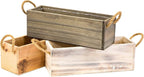Wooden Planter Box with Handle I Rustic Whitewash I Plastic Liner l Garden Decor l Restaurant and Wedding Decorations l Table Centerpiece (12x4 w Handle Set of 4, Whitewash)