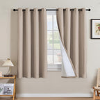 H.VERSAILTEX Linen Curtains 100% Blackout Curtains for Bedroom 63 inch Long Full Light Blocking Nature Linen Blended Window Curtains for Living Room Nickel Grommet (2 Panels, Heathered Sand)