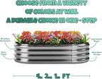 Galvanized Metal Raised Garden Bed Kit, 4x2x1ft Outdoor Planter Box, Garden Grow Bed for Vegetables, Flowers, Patio Gardening