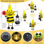 Garden Decor Bee Solar Statues,Unique Garden Statues Bee with Solar Lantern Waterproof, Birthday Gifts for Women Mom Grandma, Front Patio Balcony Yard Art Lawn Ornaments Porch Outdoor Decoration