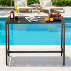 VEVOR Outdoor Bar Table, 47 x 15 in Patio Bar Table, Waterproof Top & Sturdy Metal Frame, Rectangle Counter Height Dining Tables, Outdoor Furniture for Balcony, Yard, Hot Tub, Poolside, Indoor