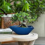 Planter Pot, Blue Ceramic Bonsai Pot with Drainage Hole, 12 Inch