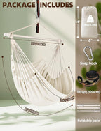 Chihee Hammock Chair Swing Chairs Strong Metal Collapsible Spreader Bar Portable Hanging Chair Max 500 lbs Comfy Seat Patio Lawn Cotton Blended for Superior Comfort Durability Indoor Outdoor