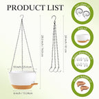 10 Inch Hanging Baskets 2 PC with Chains, Self-Watering Hanging Planters for Indoor Outdoor Plants, Plastic Hanging Flower Pots,White Brown