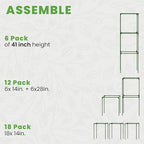 Tomato Cage Square - Large Trellis Stakes and Plant Support Structures for Vegetables and Climbing Plants - Tall Tomato Cages for Garden, Pots, Raised Garden Bed Outdoor Supplies (6 Pack - Up to 41")