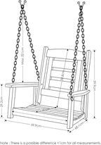 Furinno Tioman Hardwood Patio / Garden / Outdoor 2ft Porch Swing, 1 Seater with Hanging Chains, Natural
