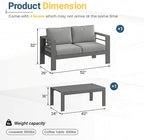 Solaste Aluminum Patio Furniture Set for All Weather, Oversized Metal Outdoor Furniture Set with 27.5" Deep Seating and 3.2" Wide Armrest, Outdoor Patio Sofa with 10" Back Suport Cushion