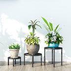 Zhongma Set of 3 Fully Assembled Metal Plant Stand for Heavy Potted Plant for Home Indoor and Outdoor, 220 LBS Capacity & Heavy Duty Construction, Sturdy Plant Riser without Installation Required