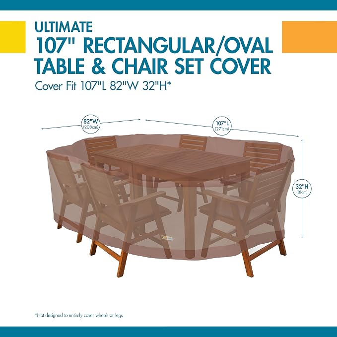 Patio Furniture Set Cover, Waterproof Polyester, 107 Inch, Mocha Cappuccino