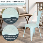FDW | Set of 4 Metal Dining Chairs | Blue | Stackable Tolix Side Chairs with Backrest | Scratch-Resistant | Non-Slip Feet | Indoor/Outdoor Use | 330 lbs Capacity | Ideal for Kitchen & Restaurant