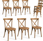 VINGLI Plastic Outdoor Dining Chairs Set of 6, Stackable Patio Farmhouse Brown Dining Chairs with X Back, Waterproof Kitchen & Dining Room Chairs for Indoor-Outdoor, Capacity 400 lbs