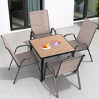 Patio Chairs Set of 4, Easily Set Up Stackable Outdoor Dining Chairs with High Back and Wide Seat, All Weather Breathable Outdoor Chairs Set of 4 with Metal Frame for Backyard Deck Pool, Brown