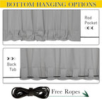NICETOWN 2 Panels Outdoor Curtains Waterproof Pocket & Back Tab on Top & Bottom, Thermal Insulated Windproof Sun Blocking Outside Privacy Drapes for Patio with Fixed Rope, W52 x L95, Silver Gray