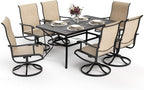Pamapic 7-Piece Patio Dining Furniture Set with Swivel Chairs, Outdoor Table & 6 Textilene Chairs for Garden, Backyard, Pool, Deck, Beige
