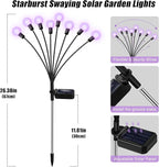 Solar Garden Lights 16 LEDs, Purple, 2 Pack 8 Heads, Outdoor Waterproof, Swaying Firefly Lights for Yard, Patio, Pathway, Lawn Decorations